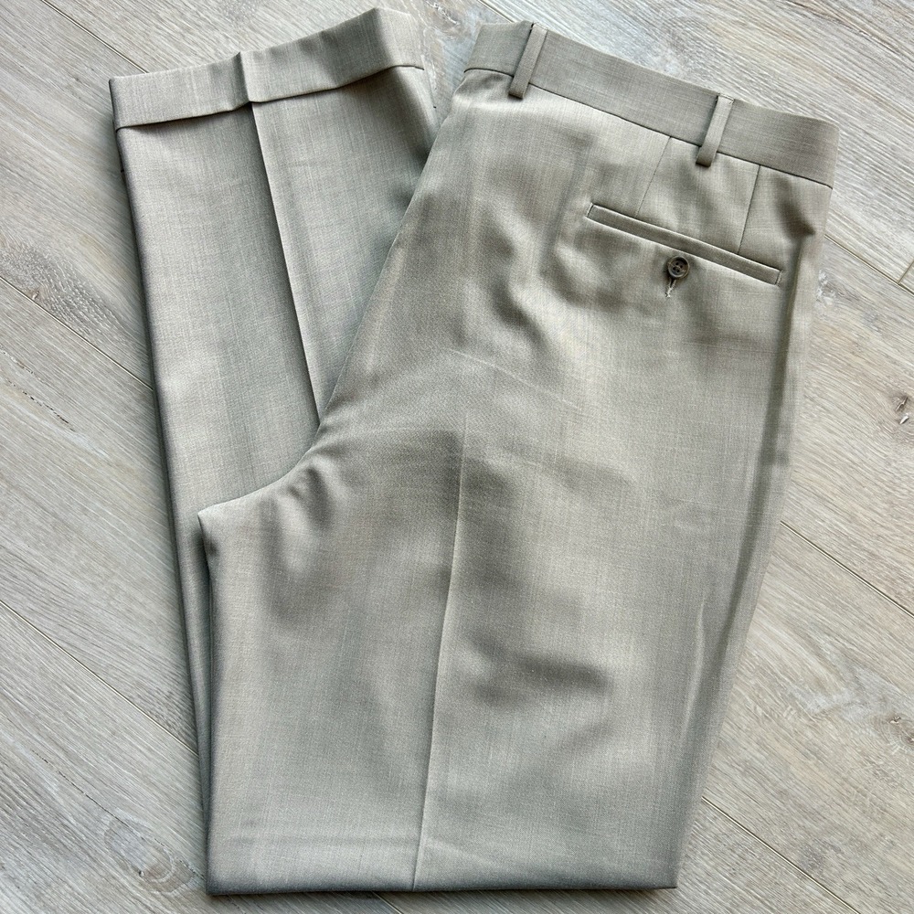 Lauren Ralph Lauren Mens 40x32‎ Beige Check Wool Dress Pleated Cuffed High Waist
